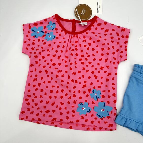 Polarn O. Pyret Pink & Blue Tee Shorts Outfit Set // 1 - 1.5 Years - Picture 2 of 7